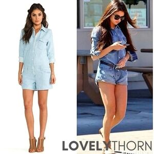 JOE'S JEANS // long sleeve utility style light wash denim romper